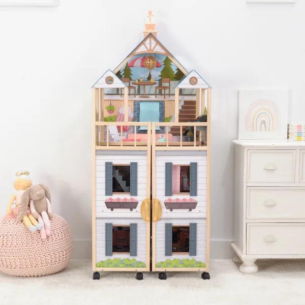 Secret Reveal Wooden Mansion Dollhouse with Lights, Sounds and 47 Accessories