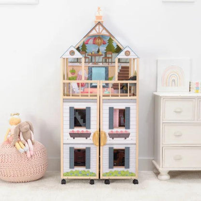 Secret Reveal Wooden Mansion Dollhouse with Lights, Sounds and 47 Accessories