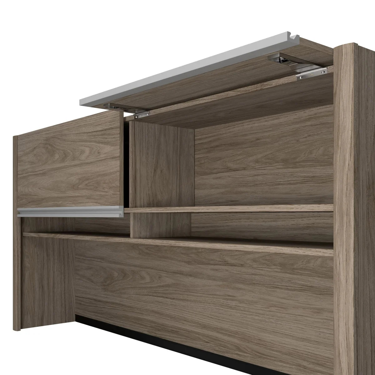 Bestar Stoneham L-Shaped Desk with Pedestal and Hutch