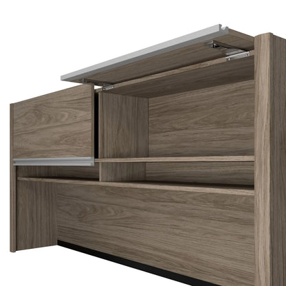 Bestar Stoneham L-Shaped Desk with Pedestal and Hutch