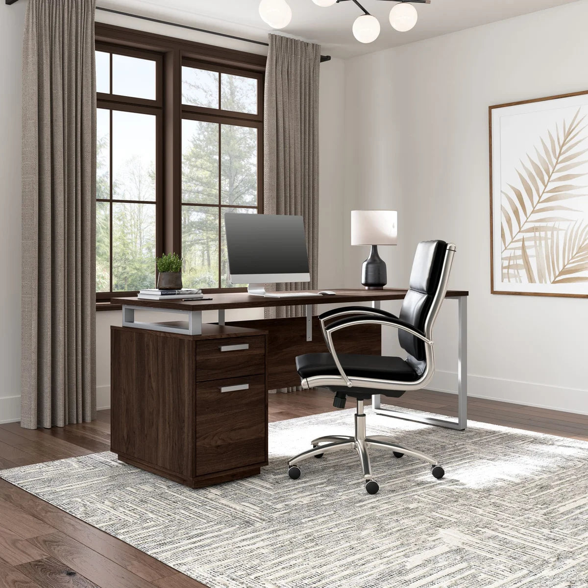 Bestar Panorama Computer Desk with Drawers