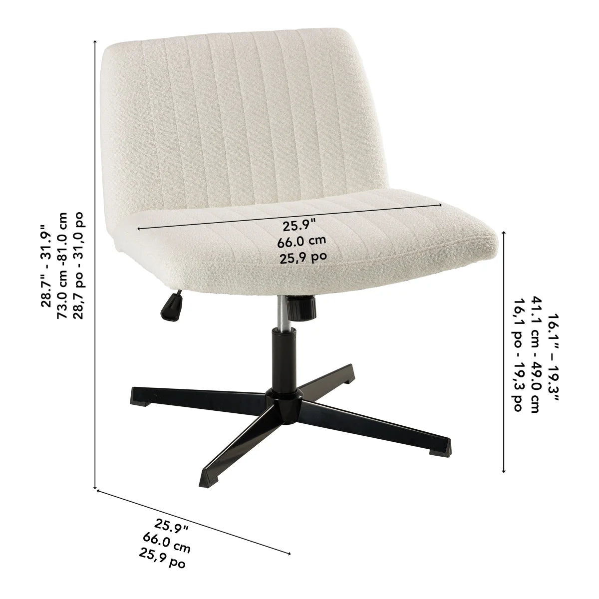 Sutton Armless Fabric Swivel Office Chair