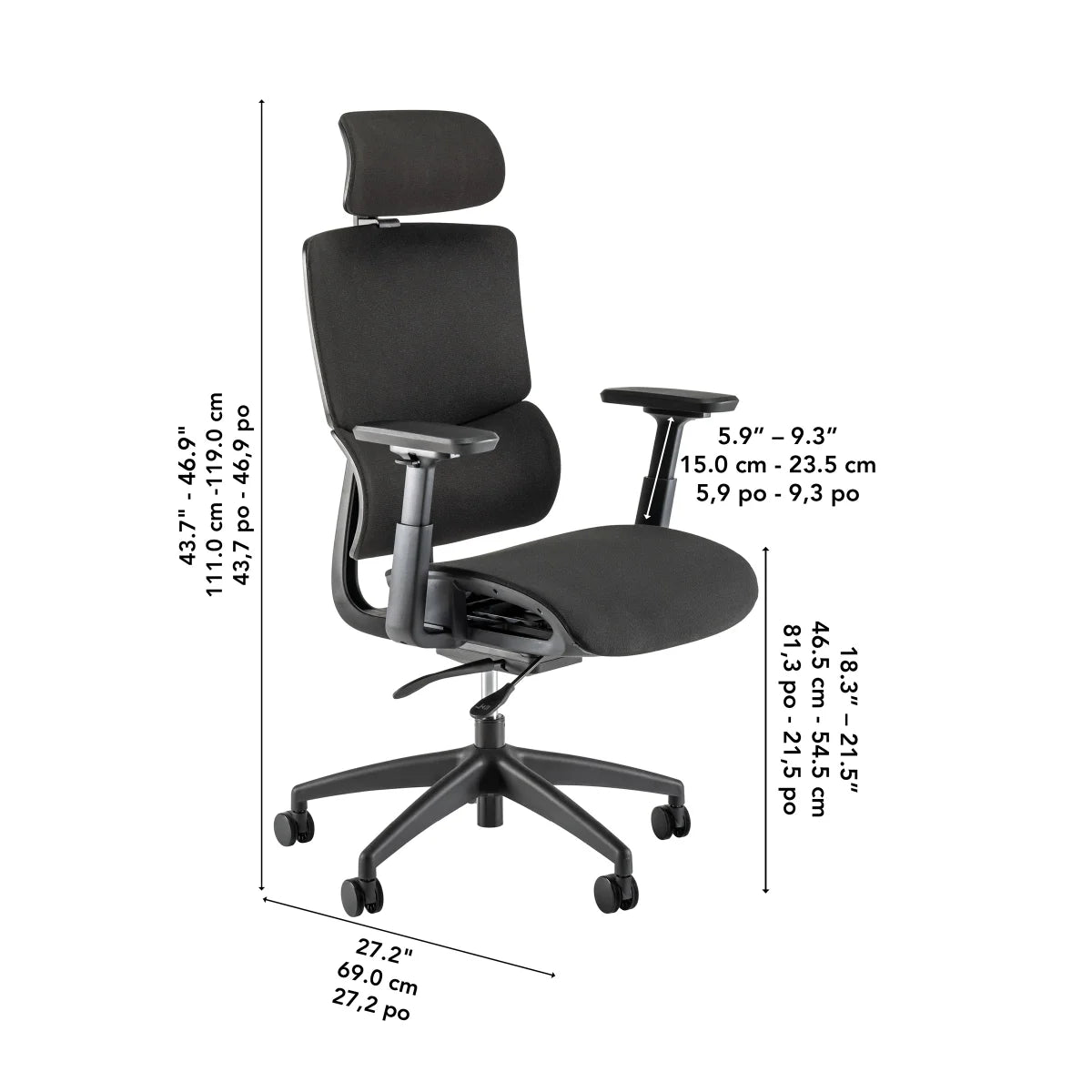 Align High Back Ergonomic Mesh Office Chair, Black