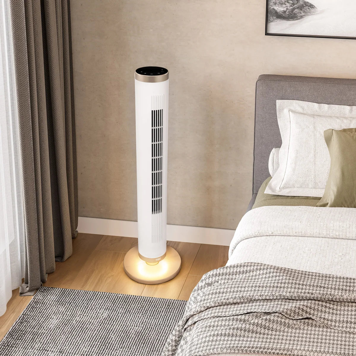 Seville Classics UltraSlimLine 96.01 cm (37.8 in.) Oscillating Tower Fan with Remote and LED Base Light