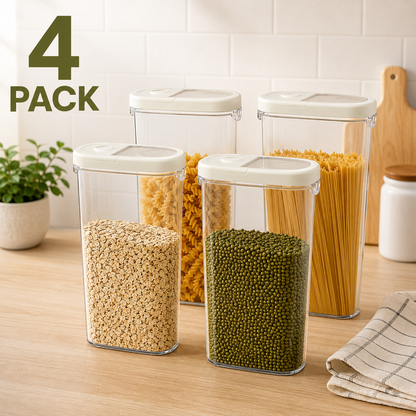 (4 Pack)  IKEA 365+ Dry food jar with lid, transparent/white, 2.3 l