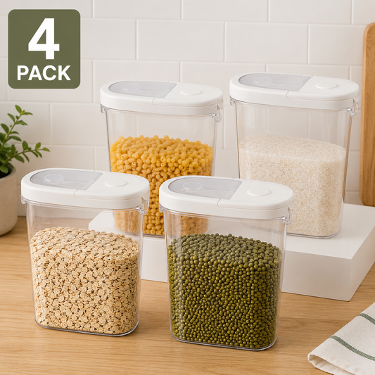 (4 Pack) IKEA 365+ Dry food jar with lid, transparent/white, 1.3 l (44 oz)