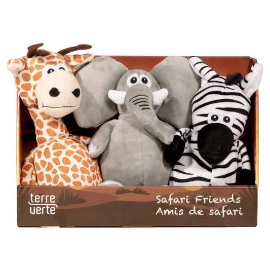 Safari Friends Plush Dog Toys, 3-count