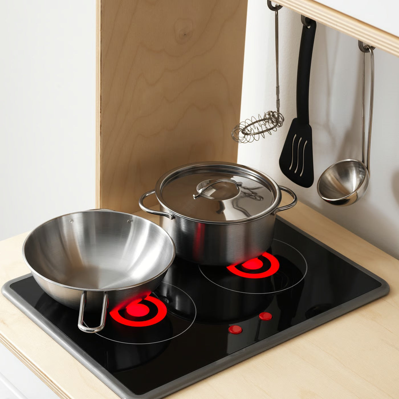 (5 Piece) IKEA DUKTIG toy cookware set, stainless steel color