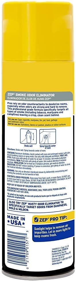(2 Pack) Zep Smoke Odour Eliminator Aerosol Spray, 540 mL