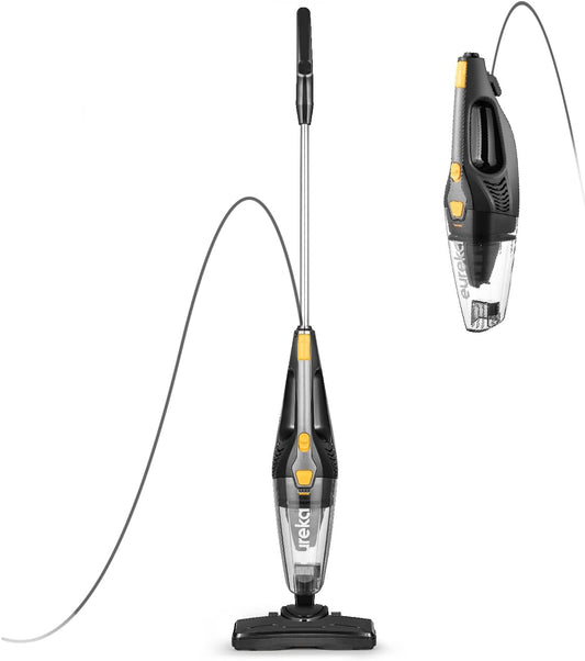 Eureka Home Lightweight Corded Stick Vacuum Cleaner, Powerful Suction Convenient Small Vacuum for Hard Floor, 3-in-1 Hand Vacuum, Blaze Black, NES212C