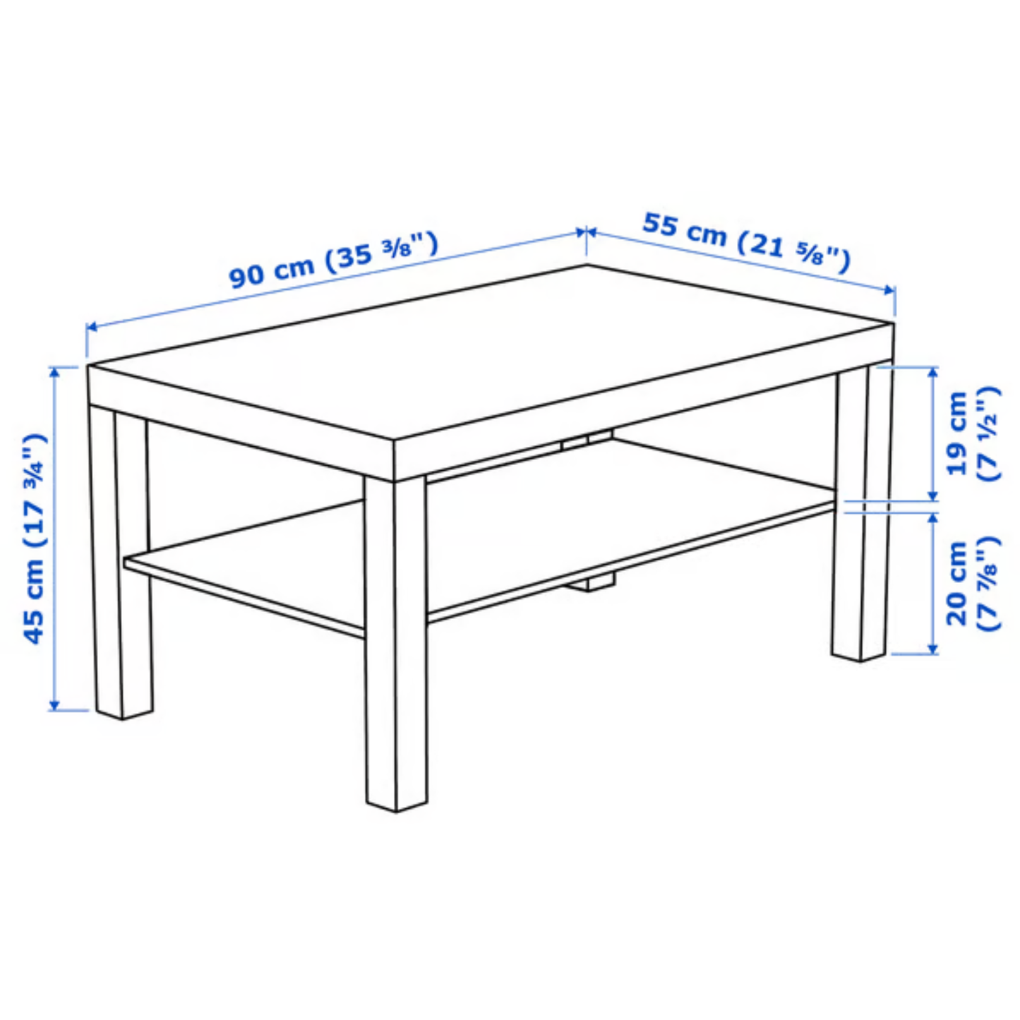 IKEA LACK Coffee table, 90x55 cm (35 3/8x21 5/8 ")-WHITE Stained Oak effect