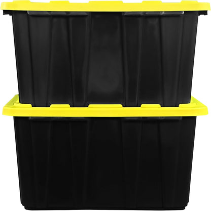 BLACK & YELLOW 27-Gallon Storage Bin with Snap-on Lid - 2 Pack