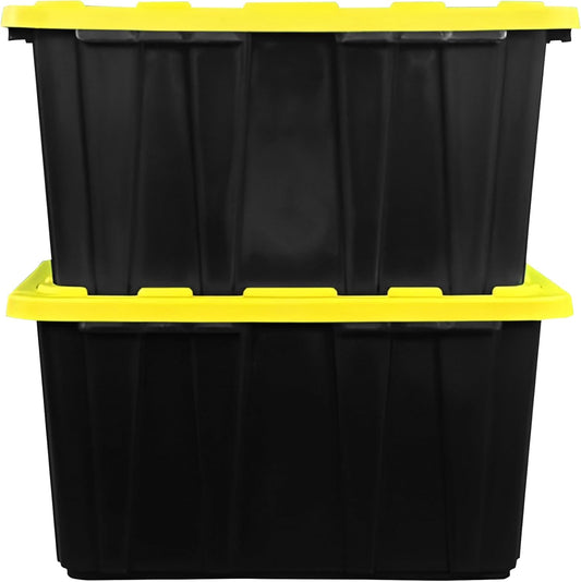 BLACK & YELLOW 27-Gallon Storage Bin with Snap-on Lid - 2 Pack