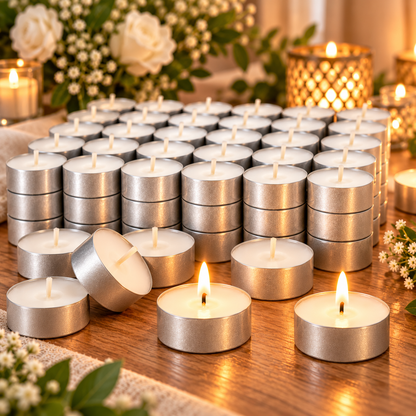 IKEA GLIMMA 100-Pack Unscented Tealight Candles, White, 4-Hour Burn Time, 38 mm (1½ in) Diameter, Plant-Based & Paraffin Wax Candles in Aluminum Cups for Home Décor, Weddings, Dining Tables, Parties & Candle Holders (Copy)
