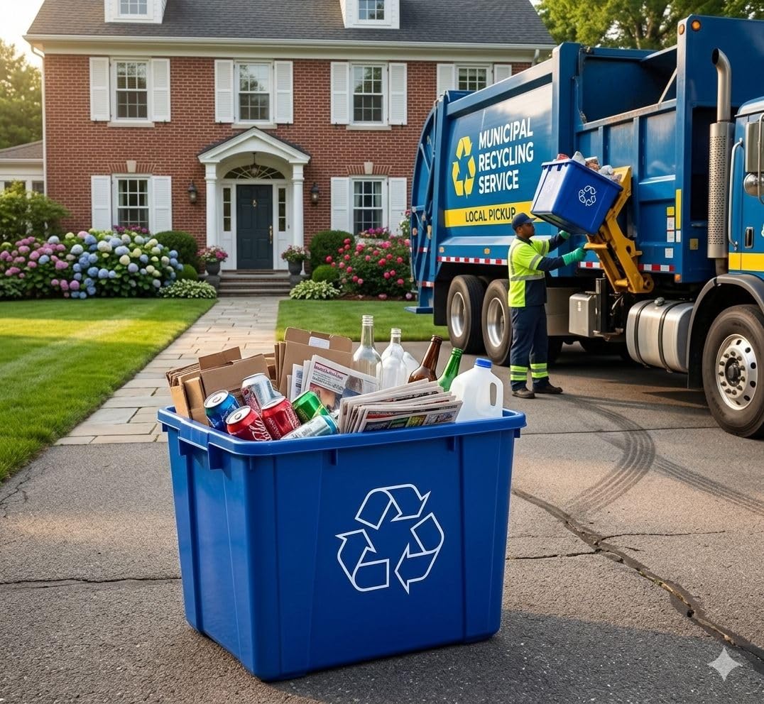 16 Gallon (60.5L) Recycle Bin, 15.5 x 15.5 x 19 Inches, Blue Recycling, 1-Pack