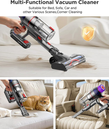 MQDXE 550W Cordless Stick Vacuum Cleaner, 55-Min Runtime, LED Display, Anti-Tangle Brush, Lightweight for Pet Hair, Carpet & Hard Floors