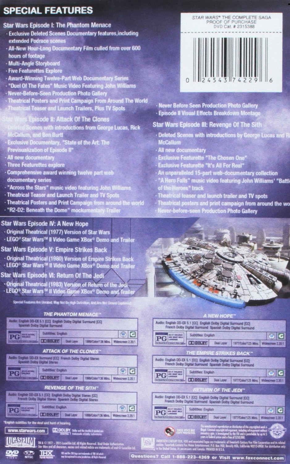 Star Wars Season 1-9 15-Disc DVD Complete 9 Movie Collection Saga Brand New