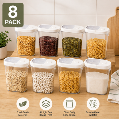 (8 Pack) IKEA 365+ Dry food jar with lid, transparent/white, 1.3 l (44 oz)