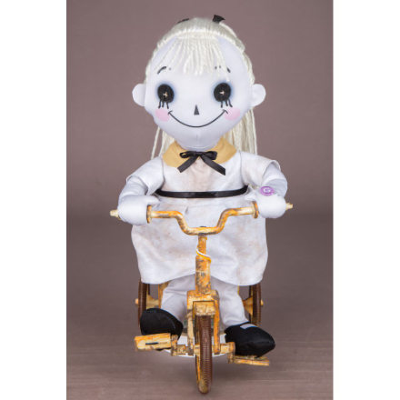 ANIMATED LED Creepy Rag Doll on Tricycle