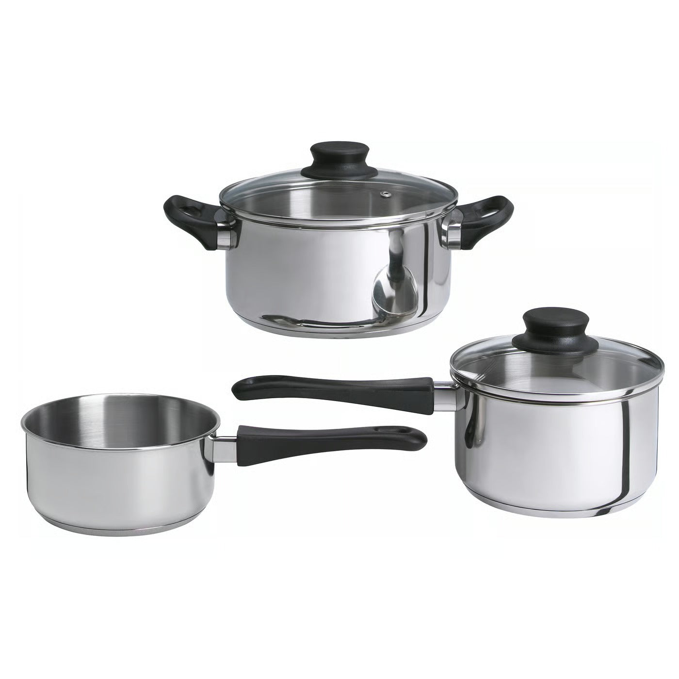 IKEA ANNONS cookware set, glass/stainless steel