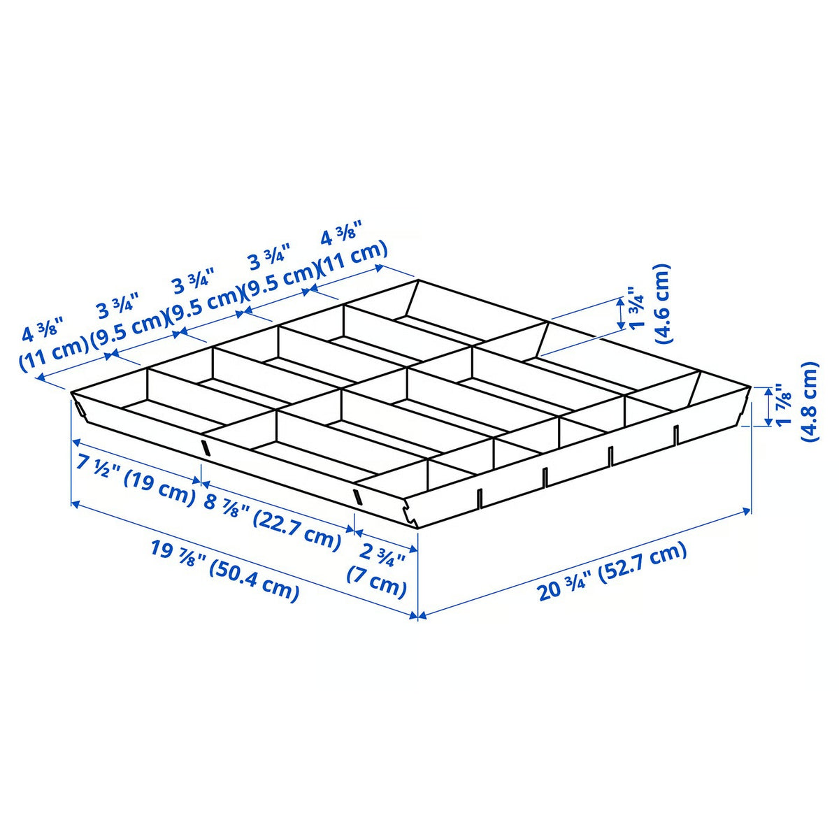 IKEA UPPDATERA Adjustable organiser for drawer, gray, 61x61 cm (24x24 ")