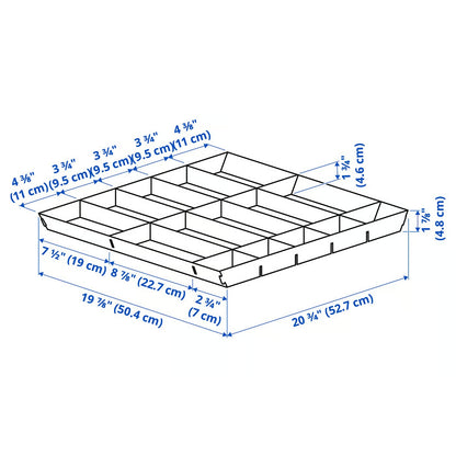 IKEA UPPDATERA Adjustable organiser for drawer, gray, 61x61 cm (24x24 ")