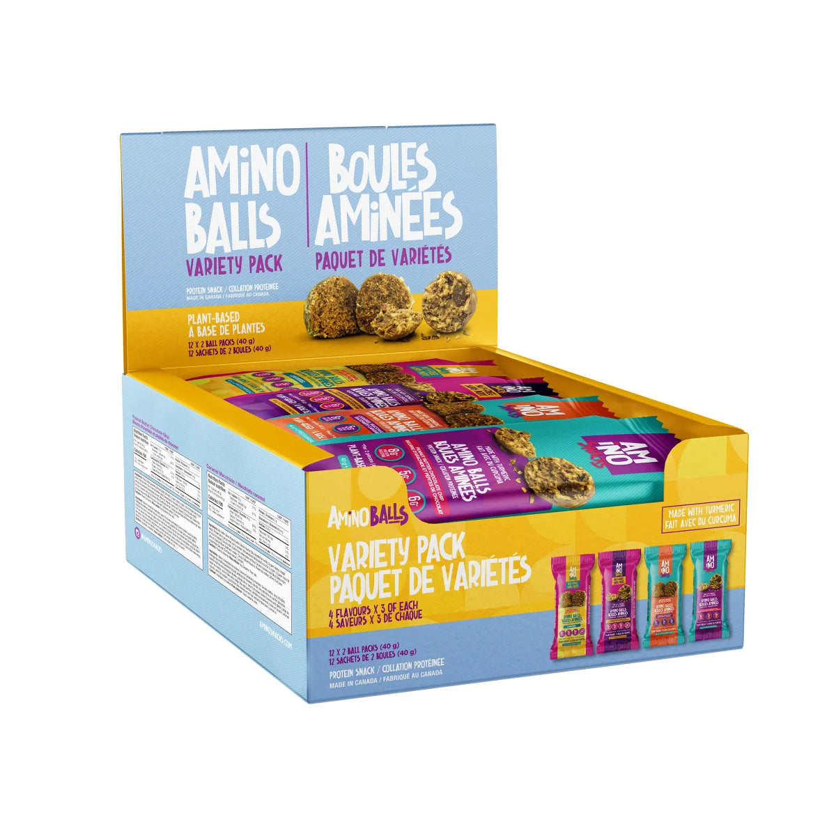 Amino Balls Vegan Protein Variety Pack, 36 × 40 g