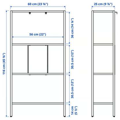 IKEA BAGGEBO Metal 4-Tier Shelf Unit,  60 x 25 x 116 cm (23 5/8 x 9 7/8 x 45 5/8 in) - White