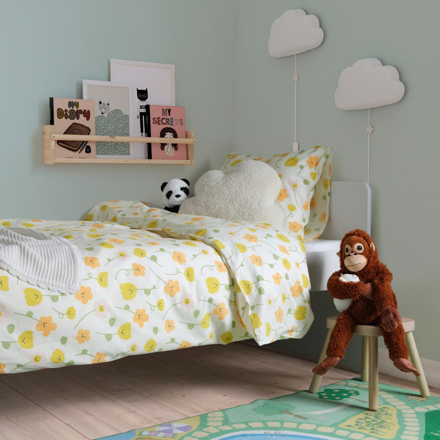 IKEA BARNDRÖM Duvet cover and pillowcase, multicolor/flower pattern, Twin