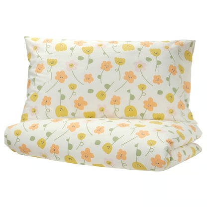 IKEA BARNDRÖM Duvet cover and pillowcase, multicolor/flower pattern, Twin
