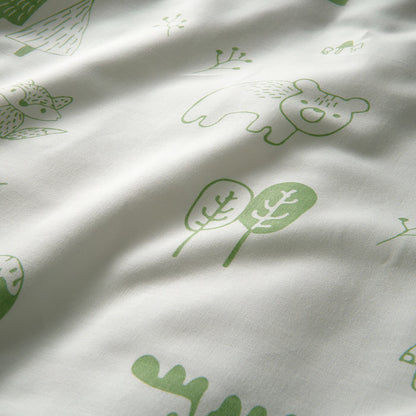 IKEA BARNDRÖM Duvet cover and pillowcase, white green/forest, Twin