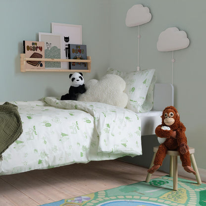 IKEA BARNDRÖM Duvet cover and pillowcase, white green/forest, Twin