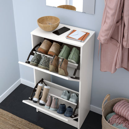 IKEA BISSA Shoe cabinet with 2 compartments, white, 49x28x93 cm (19 1/4x11x36 5/8 ")