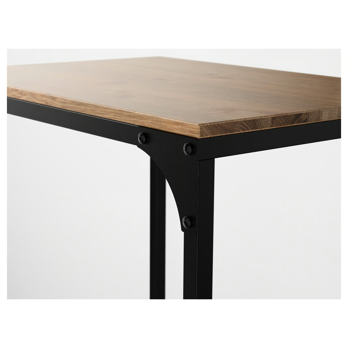 IKEA 4-Tier Shelf Unit with Solid Pine Top – Black Metal Storage & Display Rack, 51 x 36 x 136 cm