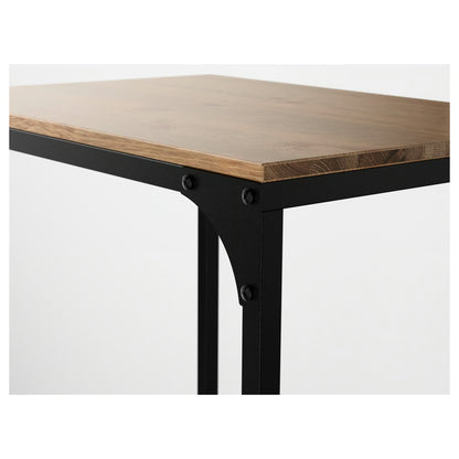 IKEA 4-Tier Shelf Unit with Solid Pine Top – Black Metal Storage & Display Rack, 51 x 36 x 136 cm