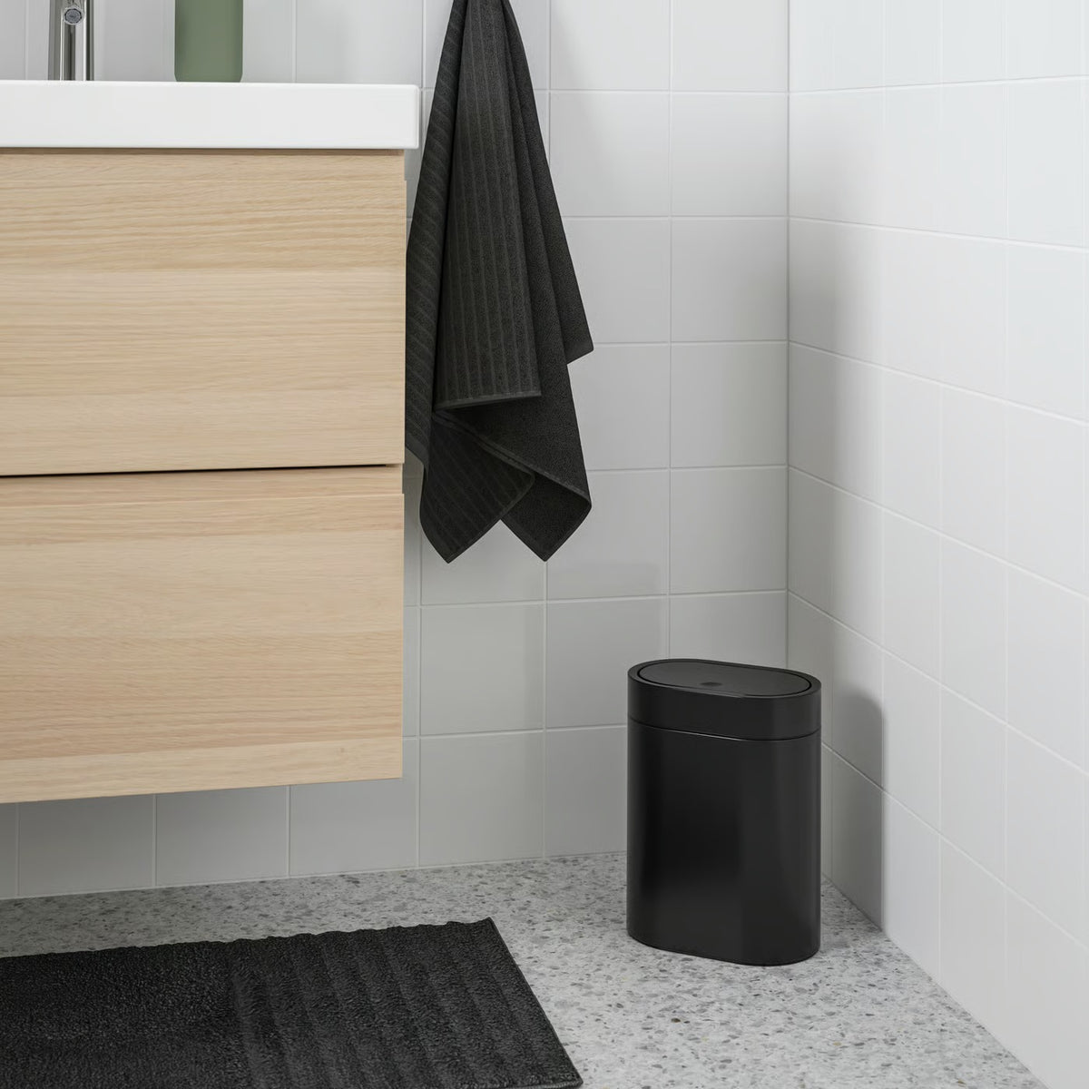 IKEA BROGRUND Touch top trash can, black, 4 l (1 gallon)