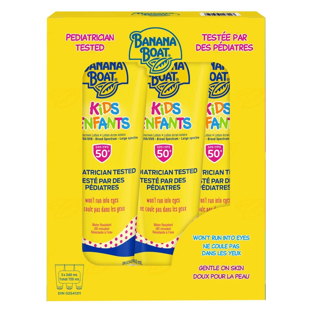 Banana Boat Kids Sunscreen Lotion SPF 50 – 3 x 240 mL | Broad Spectrum UVA/UVB Sun Protection for Children