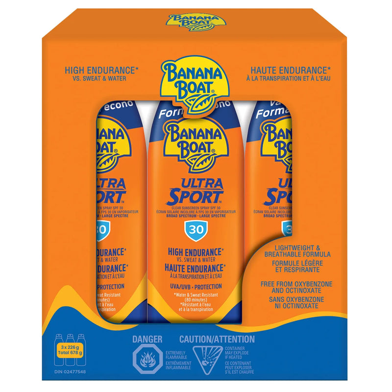 Spray solaire Banana Boat Ultra Sport FPS 30, 3 x 226 g