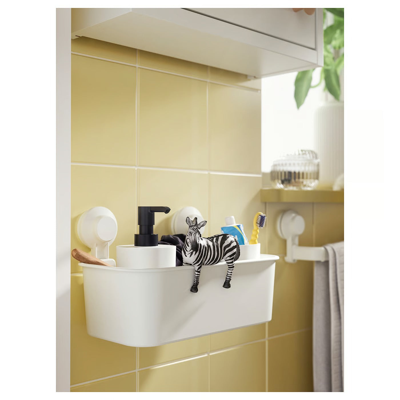 IKEA TISKEN Basket with suction cup, white