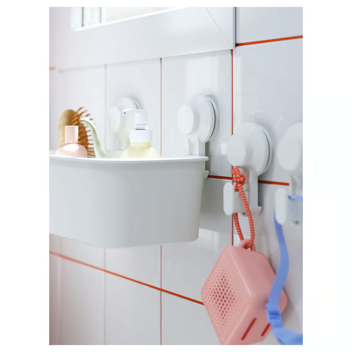 (2 PACK) IKEA TISKEN Basket with suction cup, white