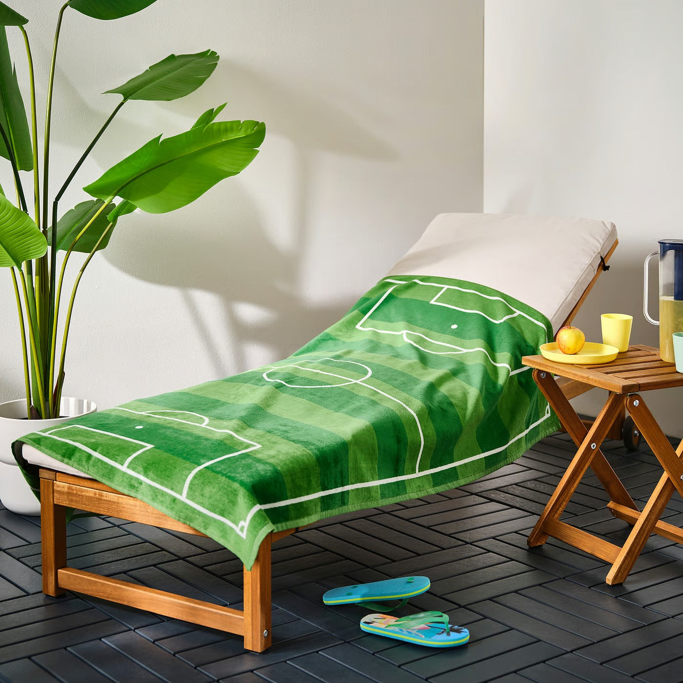 IKEA SPORTSLIG Bath sheet, green/football pitch, 100x150 cm (39x59 ")