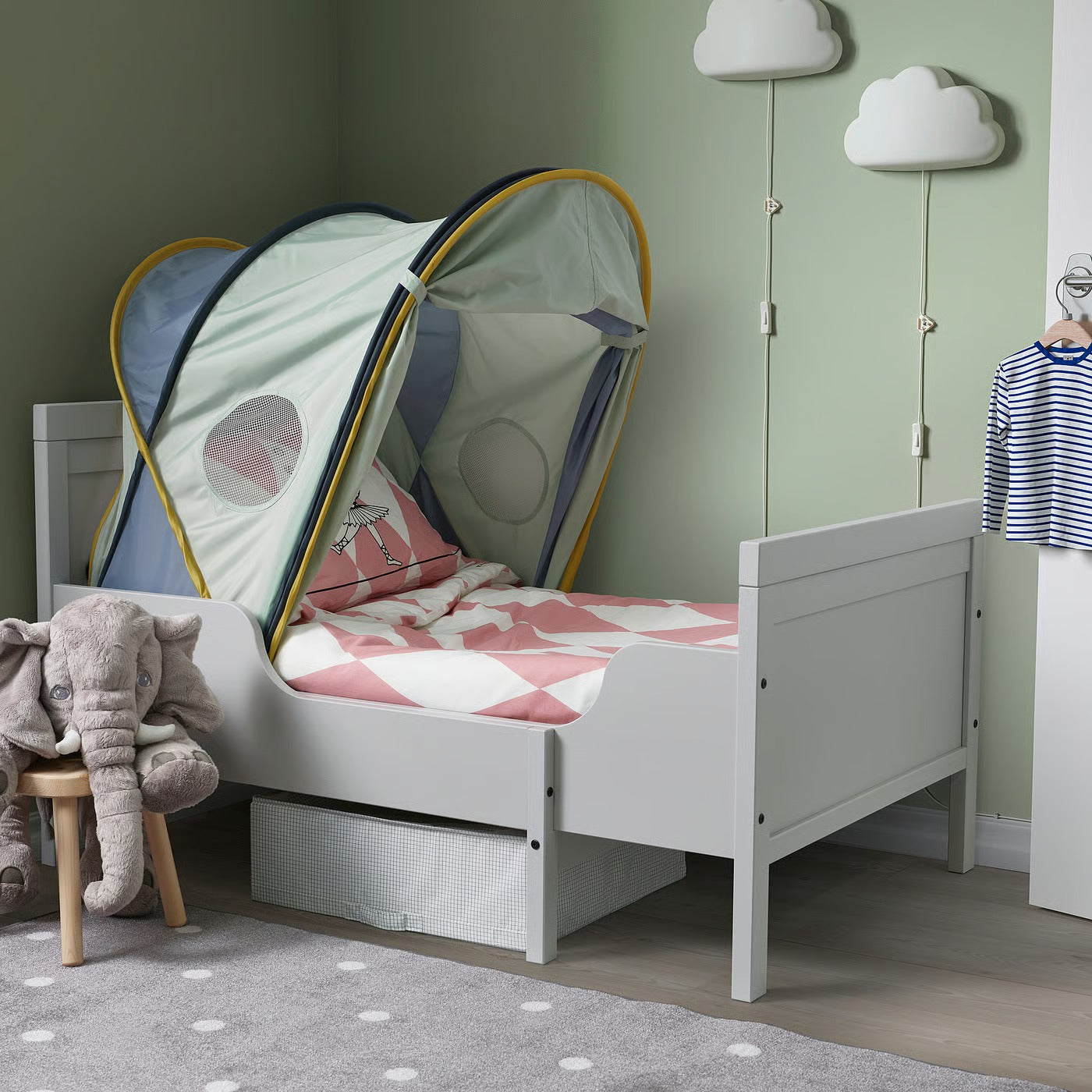 IKEA ELDFLUGA Bed tent, blue/green, 70/97
