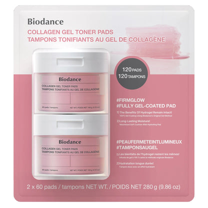 Biodance Collagen Gel Toner Pads – 2 x 60 Pads | Hydrating Korean Skincare Toner Pads for Pore Care & Elasticity