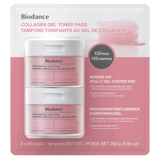 Biodance Collagen Gel Toner Pads – 2 x 60 Pads | Hydrating Korean Skincare Toner Pads for Pore Care & Elasticity
