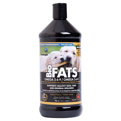 BiologicVET BioFATS Omega 3-6-9 Fatty Acid Food Supplement for Dogs and Cats, 946 ml