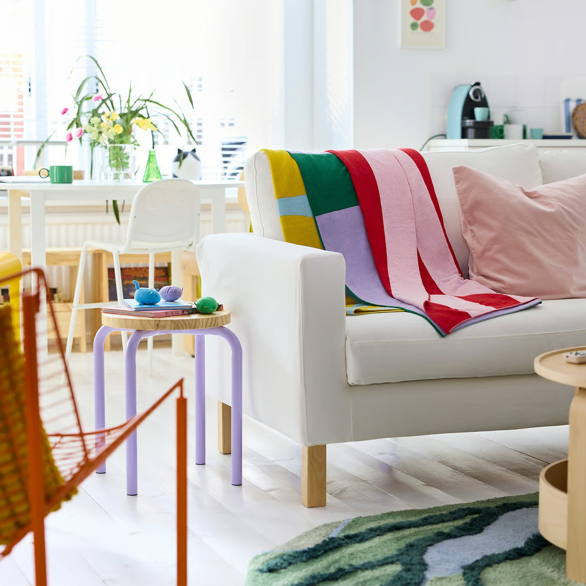 IKEA GREJSIMOJS Blanket, patterned/multicolor, 130x170 cm (51 1/8x66 7/8 ")