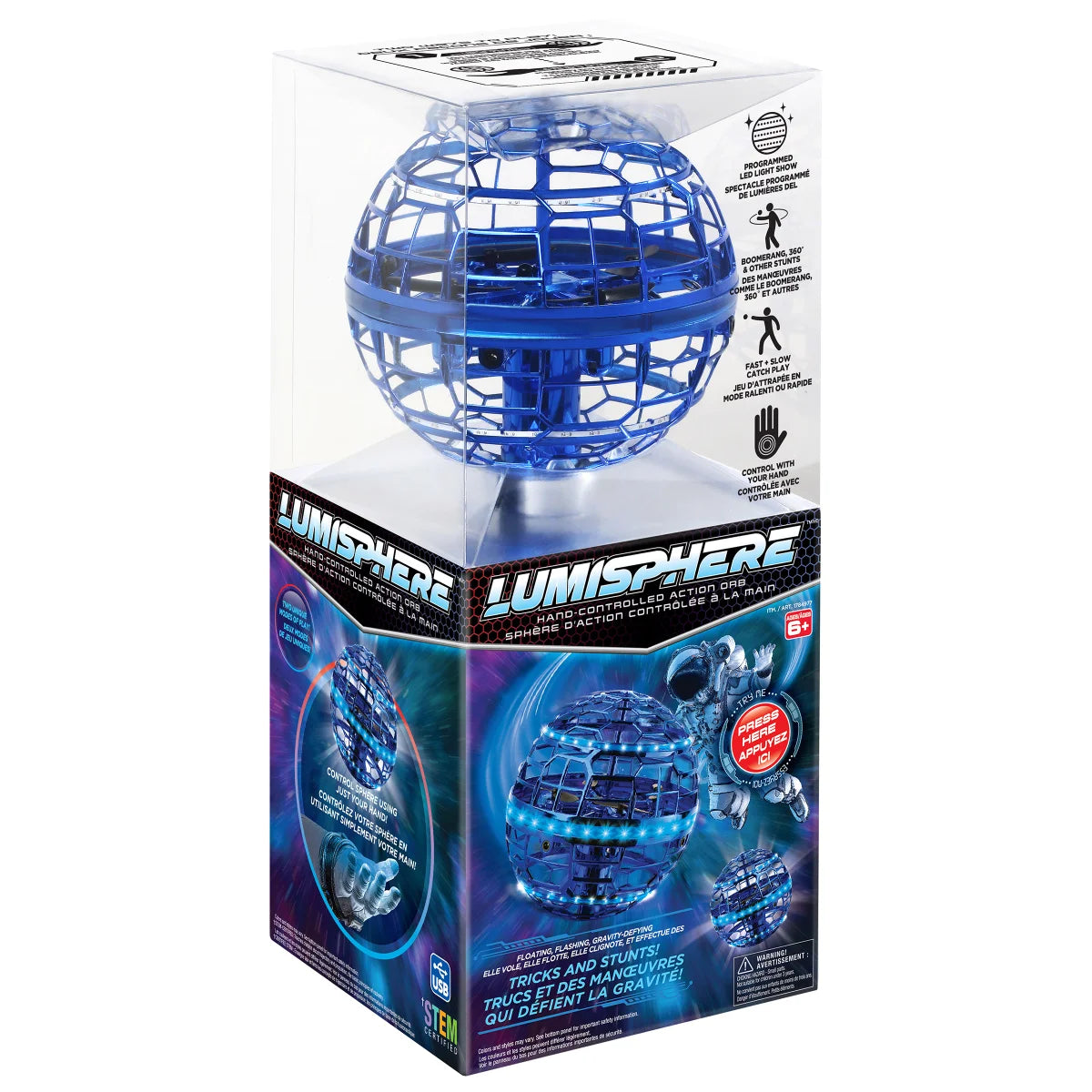 Blue Lumisphere Hand-Controlled Action Orb