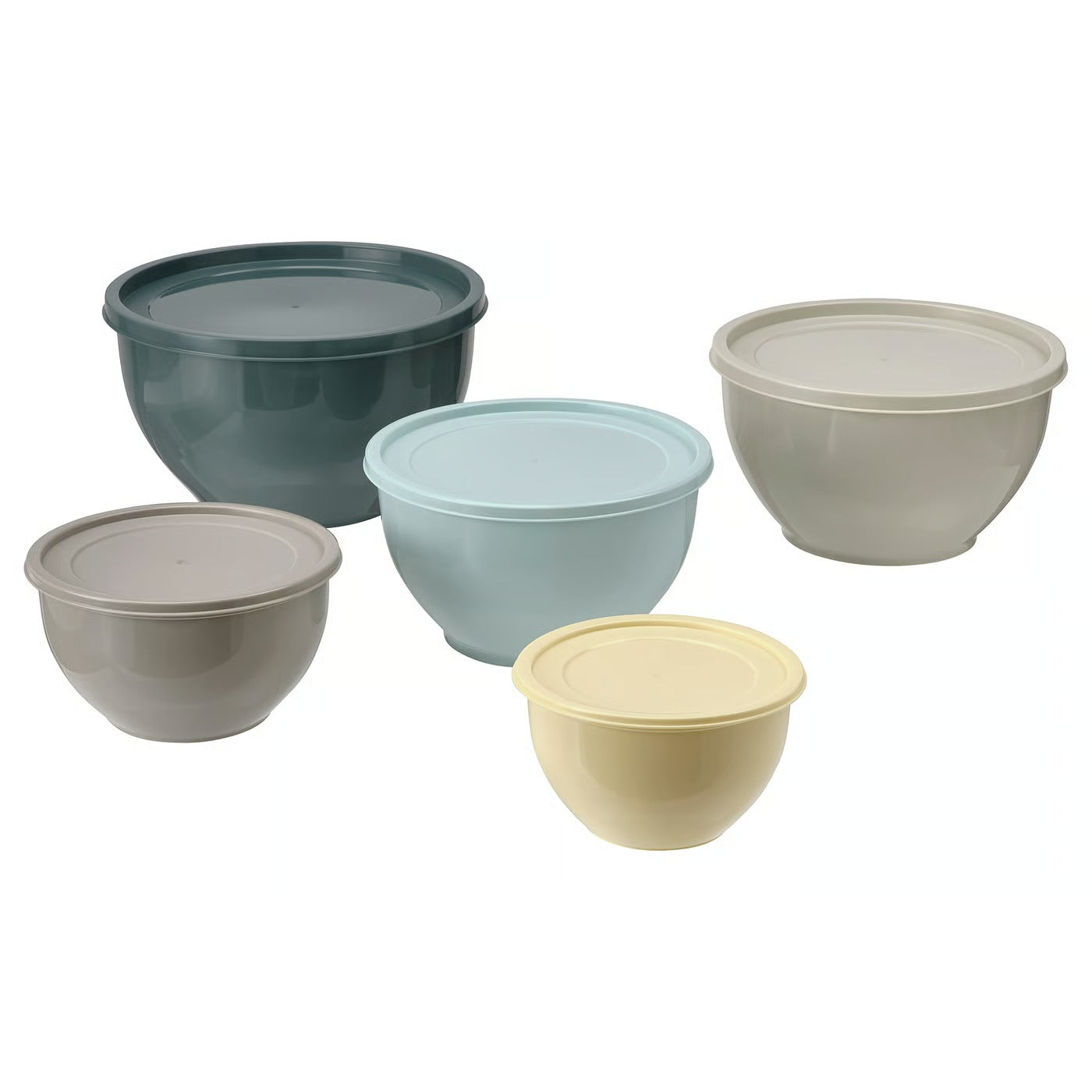 IKEA GARNITYREN Bowl with lid, set of 5, mixed colors
