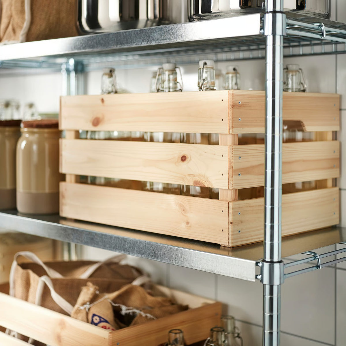 IKEA KNAGGLIG Box, pine, 46x31x25 cm (18x12 ¼x9 ¾ ")
