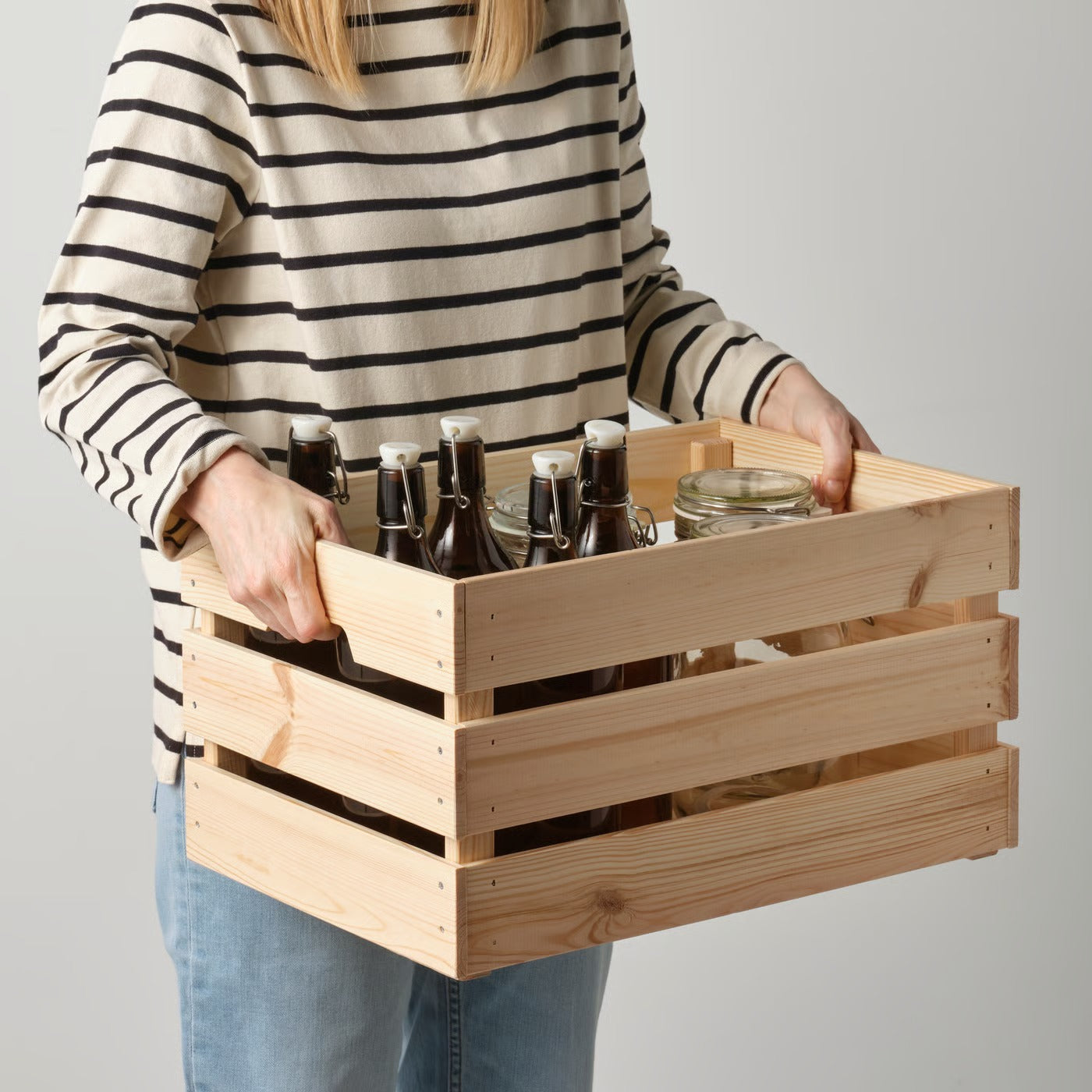 IKEA KNAGGLIG Box, pine, 46x31x25 cm (18x12 ¼x9 ¾ ")